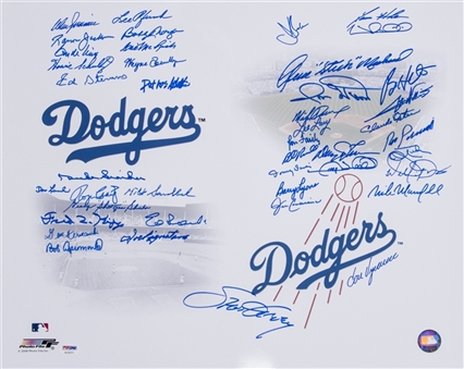 Brooklyn/LA Dodgers Multi-Signed 16x20 Print with 40+Signatures Including Snider and Garvey (PSA/DNA)